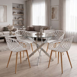 Set masa si scaune Dining, Metal, Alb, D100x75 cm
