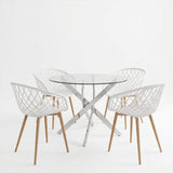 Set masa si scaune Dining, Metal, Alb, D100x75 cm