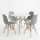 Set masa si scaune Dining, Metal, D80x73 cm - Gri