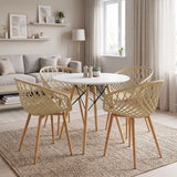 Set masa si scaune Dining, Metal, D80x73 cm - Cappuccino