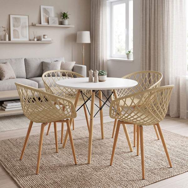 Set masa si scaune Dining, Metal, D80x73 cm