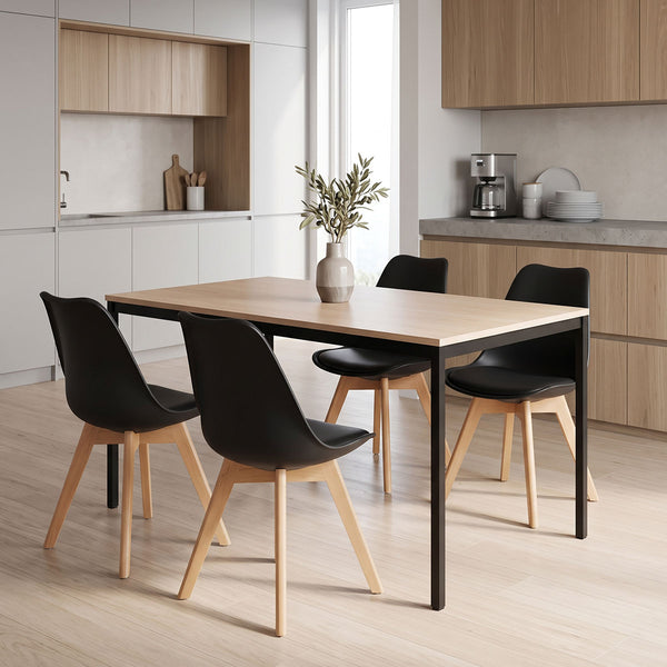 Set masa si scaune Dining, Negru, 120x75x75 cm
