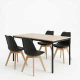 Set masa si scaune Dining, Negru, 120x75x75 cm