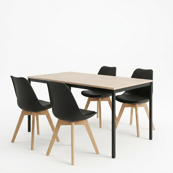 Set masa si scaune Dining, Negru, 120x75x75 cm