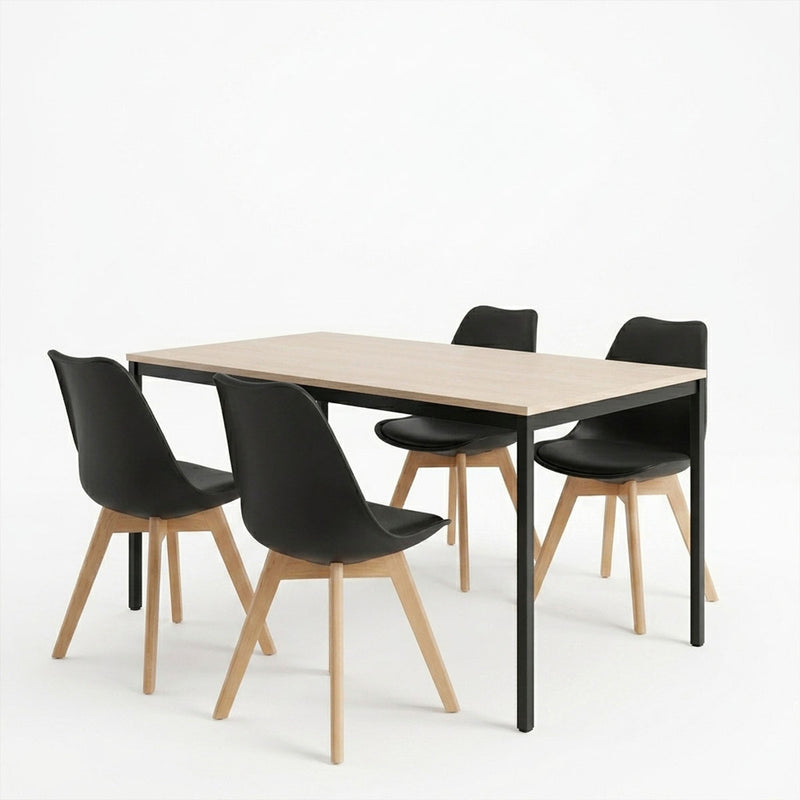 Set masa si scaune Dining, Negru, 120x75x75 cm, imagine ambient