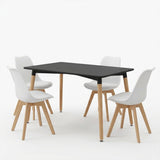 Set masa si scaune Dining, Negru, 80x80x76 cm