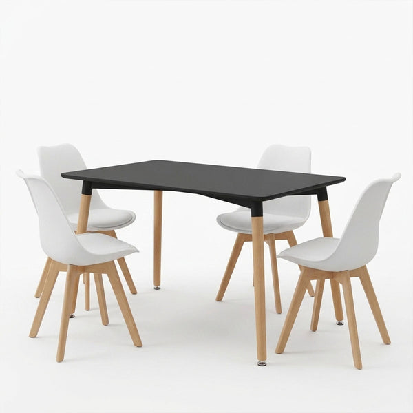 Set masa si scaune Dining, Negru, 80x80x76 cm