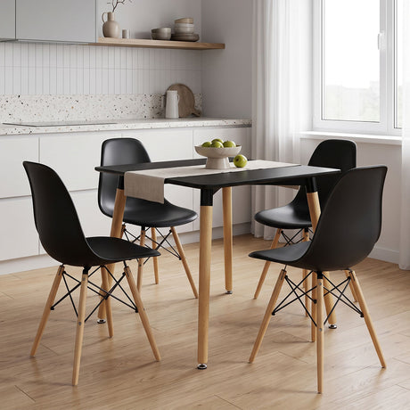 Set masa si scaune Dining, Negru, 80x80x76 cm