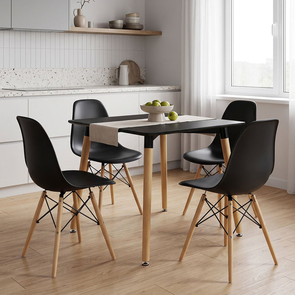 Set masa si scaune Dining, Negru, 80x80x76 cm
