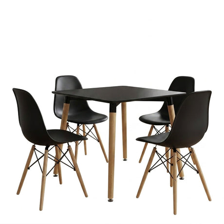 Set masa si scaune Dining, Negru, 80x80x76 cm