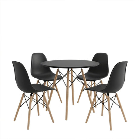 Set masa si scaune Dining, Negru, D80x73 cm