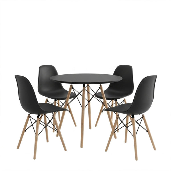 Set masa si scaune Dining, Negru, D80x73 cm