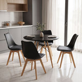Set masa si scaune Dining, Negru, D80x73 cm