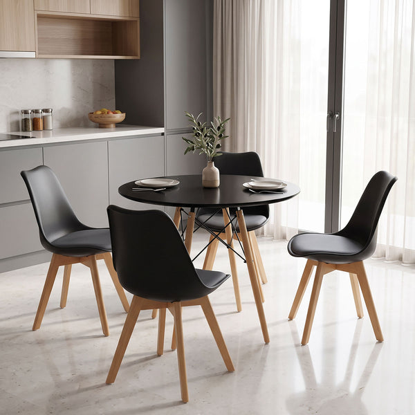 Set masa si scaune Dining, Negru, D80x73 cm