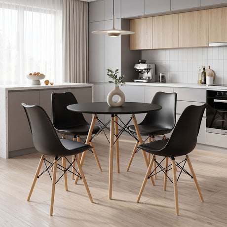 Set masa si scaune Dining, Negru, D80x73 cm