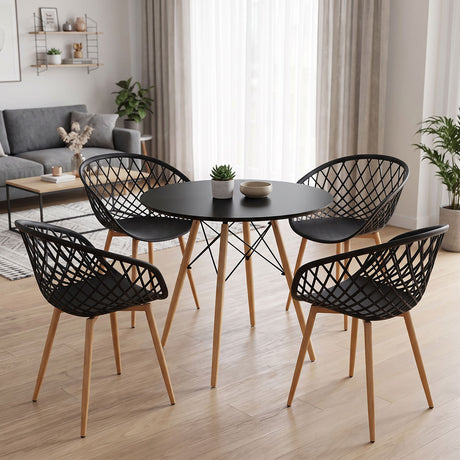 Set masa si scaune Dining, Negru, D80x73 cm
