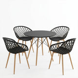 Set masa si scaune Dining, Negru, D80x73 cm