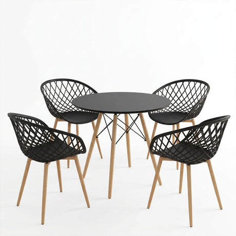 Set masa si scaune Dining, Negru, D80x73 cm