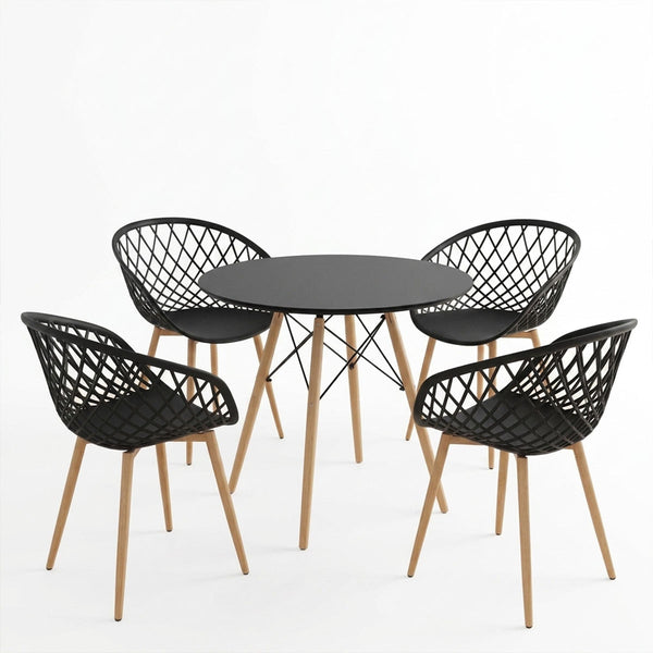 Set masa si scaune Dining, Negru, D80x73 cm