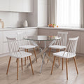 Set masa si scaune Dining, Sticla, Alb, D100x75 cm