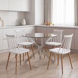 Set masa si scaune Dining, Sticla, Alb, D100x75 cm