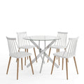 Set masa si scaune Dining, Sticla, Alb, D100x75 cm, imagine ambient