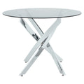 Set masa si scaune Dining, Sticla, Alb, D100x75 cm, imagine produs 4