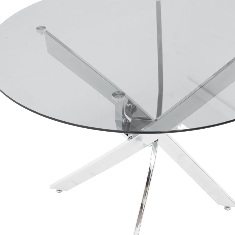 Set masa si scaune Dining, Sticla, Alb, D100x75 cm, imagine produs 5