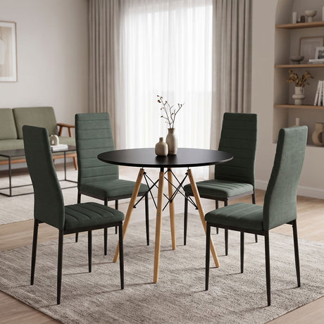 Set masa si scaune Dining, Stofa, Antracit, D80x73 cm