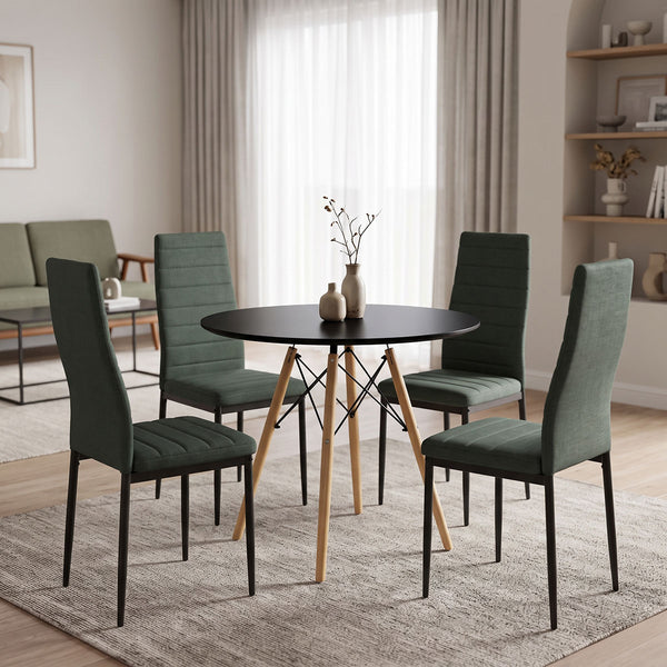 Set masa si scaune Dining, Stofa, Antracit, D80x73 cm
