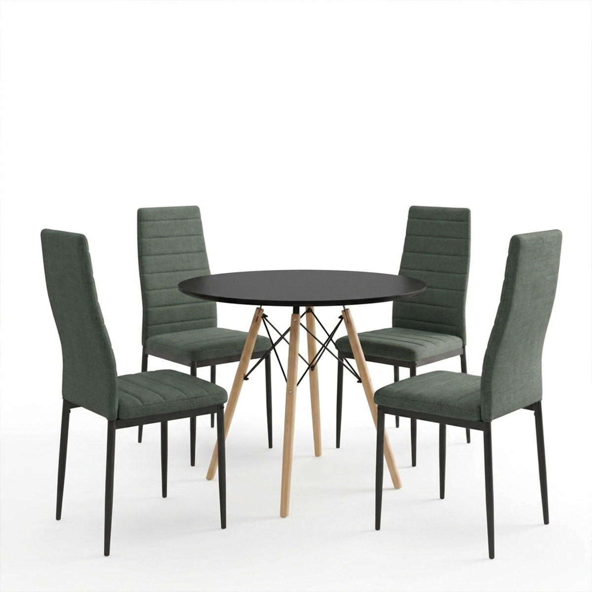 Set masa si scaune Dining, Stofa, Antracit, D80x73 cm