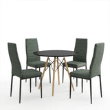 Set masa si scaune Dining, Stofa, Antracit, D80x73 cm