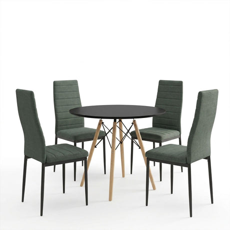 Set masa si scaune Dining, Stofa, Antracit, D80x73 cm