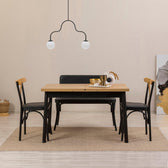 Masa Cu Scaune Set masă și scaune extensibile (4 bucăți) OLİVER SBT WHİTE KARİNA-Table & Chairs Set 11, Negru, 77x75x120 cm
