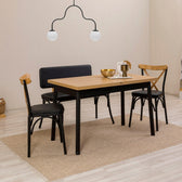 Set masă și scaune extensibile (4 bucăți) OLİVER SBT WHİTE KARİNA-Table & Chairs Set  11, Negru, 77x75x120 cm