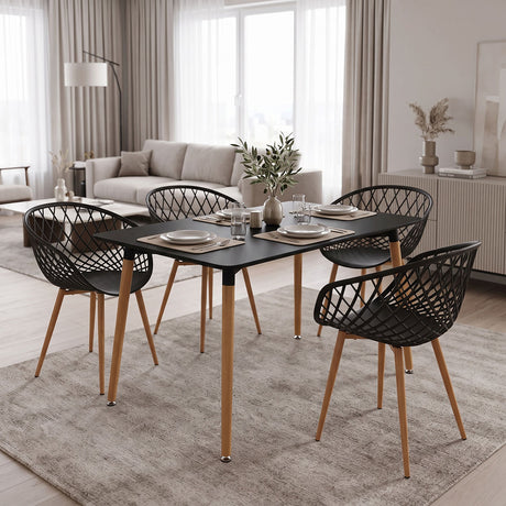 Set masa si scaune Ezra Dining, Antracit, 120x80x76 cm