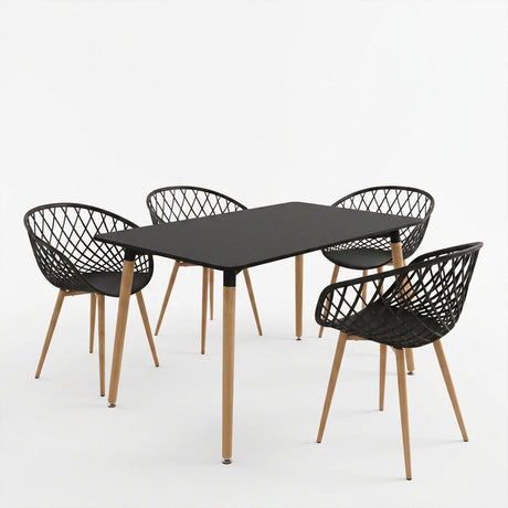 Set masa si scaune Ezra Dining, Antracit, 120x80x76 cm