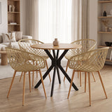 Set masa si scaune Ezra dining, Cappuccino, D80x75 cm