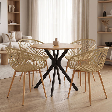 Set masa si scaune Ezra dining, Cappuccino, D80x75 cm