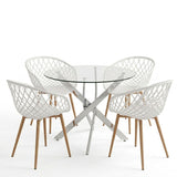 Set masa si scaune Ezra dining, Metal, Alb, D80x75 cm