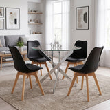 Set masa si scaune Gaston dining, Sticla, D80x75 cm - Negru