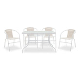 Set Masa si Scaune Gradina Valor-Obbi 5 Piese, Alb, 120x70x70 cm