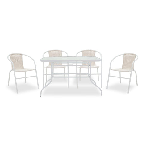 Set Masa si Scaune Gradina Valor-Obbi 5 Piese, Alb, 120x70x70 cm