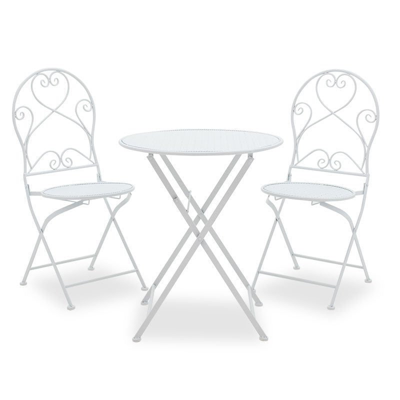 Set Masa si Scaune Gradina Walen 3 Piese Negru, Alb, 60x60x93 cm - Alb