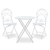 Set Masa si Scaune Gradina Walen 3 Piese Negru, Alb, 60x60x93 cm - Alb