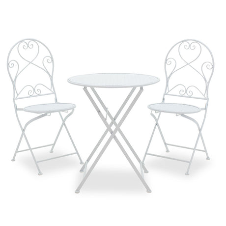 Set Masa si Scaune Gradina Walen 3 Piese Negru, Alb, 60x60x93 cm
