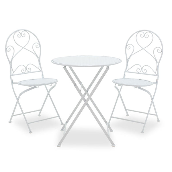 Set Masa si Scaune Gradina Walen 3 Piese Negru, Alb, 60x60x93 cm