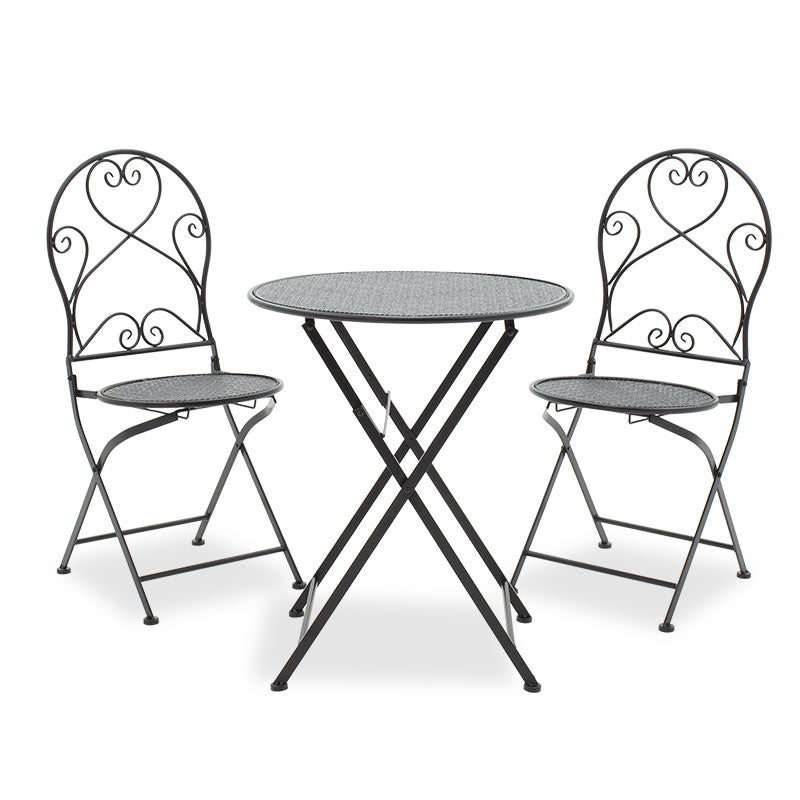 Set Masa si Scaune Gradina Walen 3 Piese Negru, Alb, 60x60x93 cm - Negru