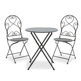 Set Masa si Scaune Gradina Walen 3 Piese Negru, Alb, 60x60x93 cm - Negru