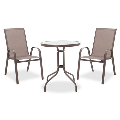 Set Masa si Scaune Gradina Watson-Calan 3 Piese, Maro, 70x60x70 cm